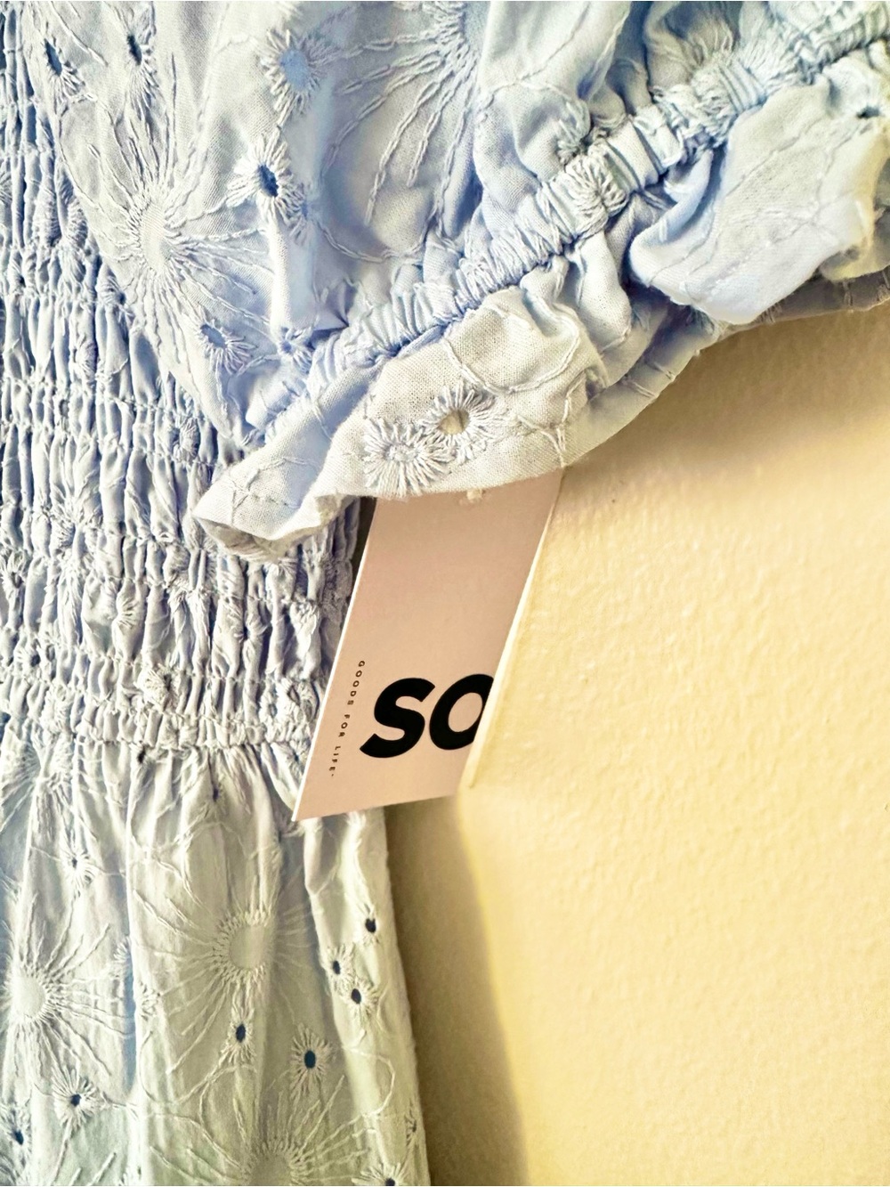 | so • baby blue eyelet puff sleeve sundress • medium | - Picture 3 of 8